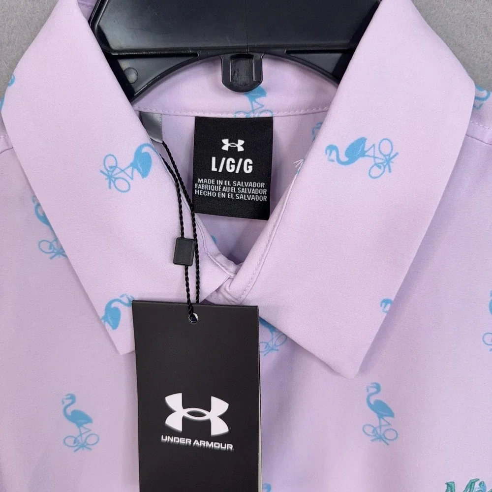 Miami Tennis Open Shirt Mens Large Purple Flamingo AOP All Over Under Armour